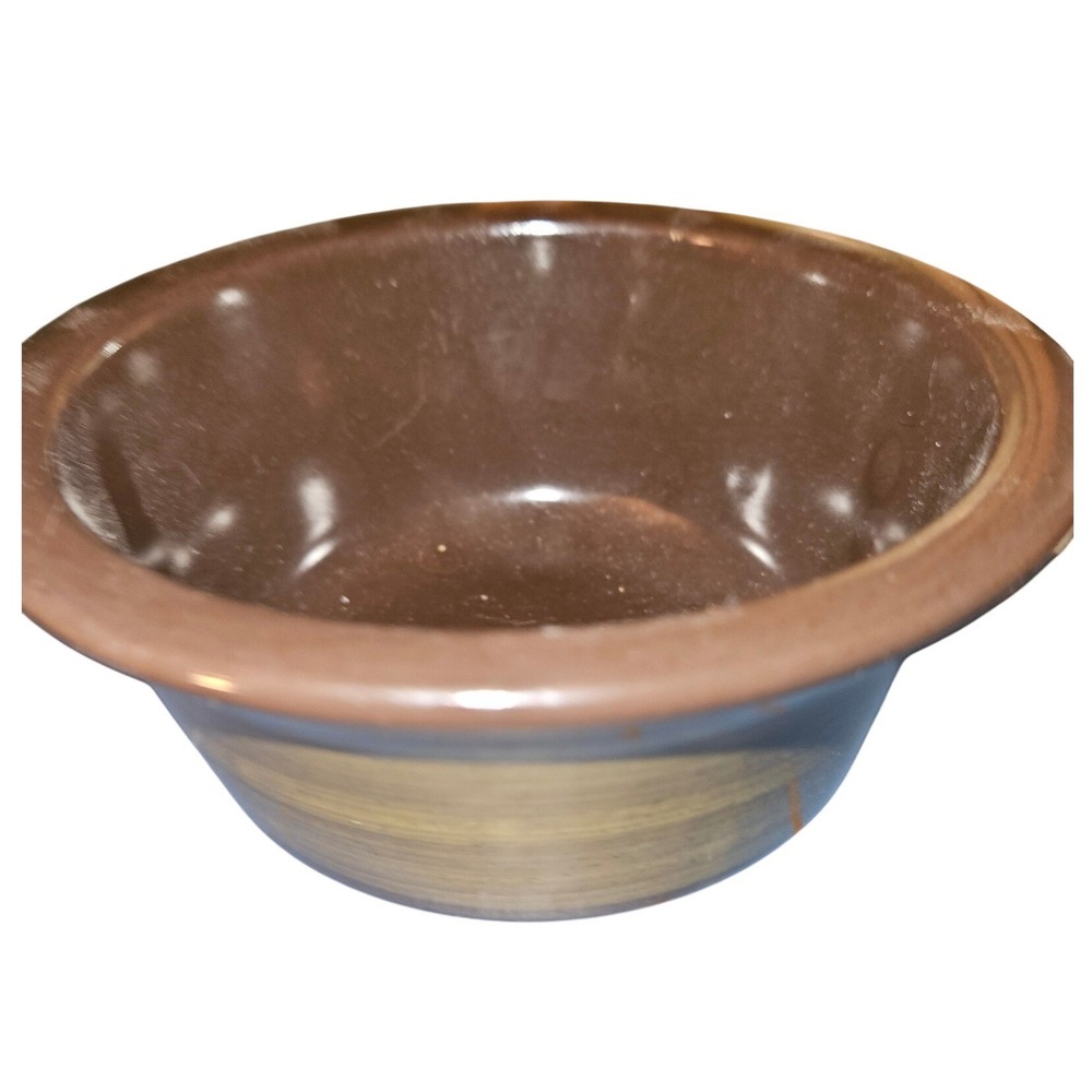 Franciscan Interpace Earthenware Bowl Brown Green Banded Vintage MCM USA 5.25in - Picture 2 of 7